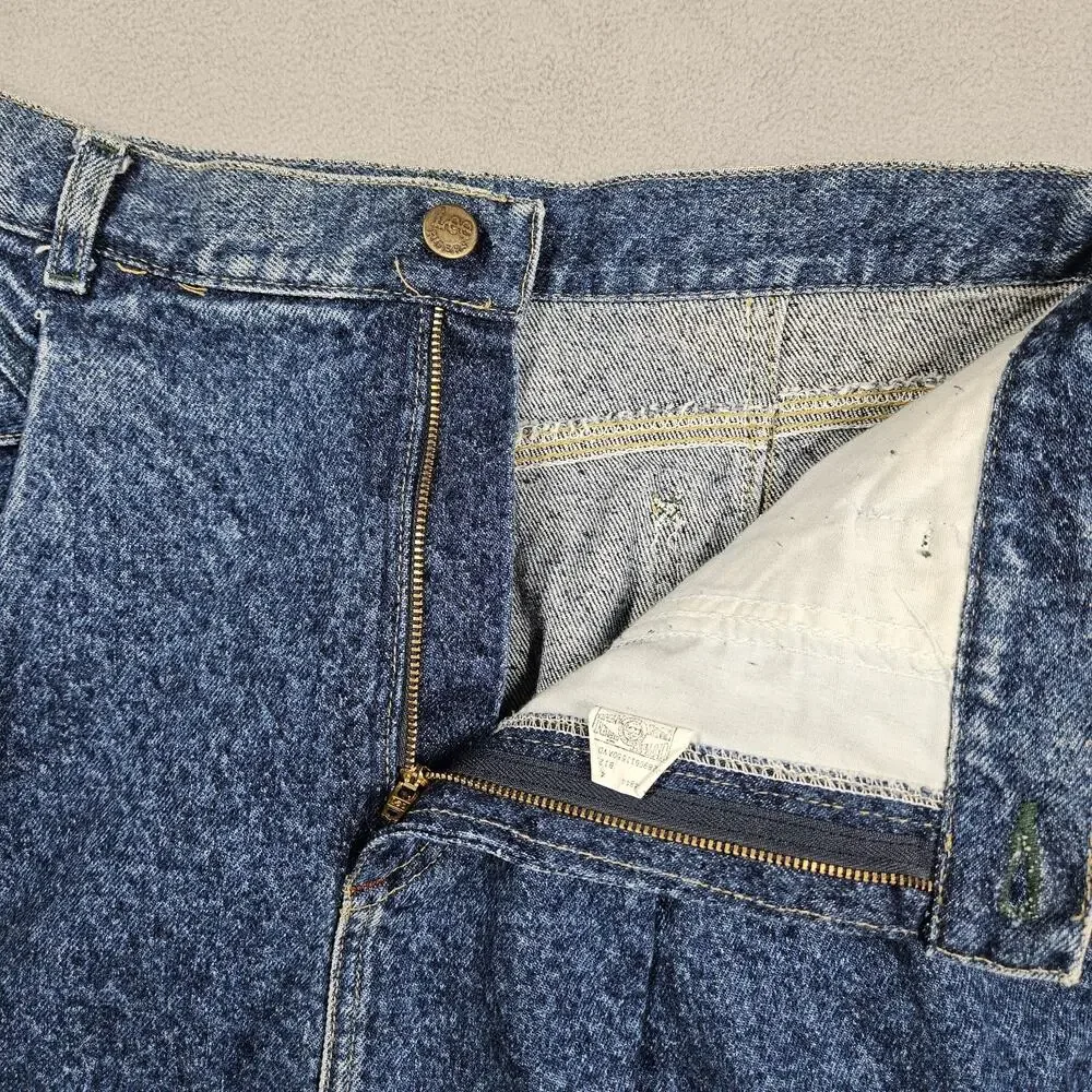 Vintage Lee Denim Skirt Womens Sz 16 Blue 80s Union Made Pleated Modest Prairie